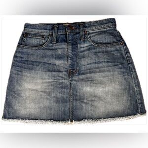 Madewell Denim Mini Skirt with Frayed Hem Size 28